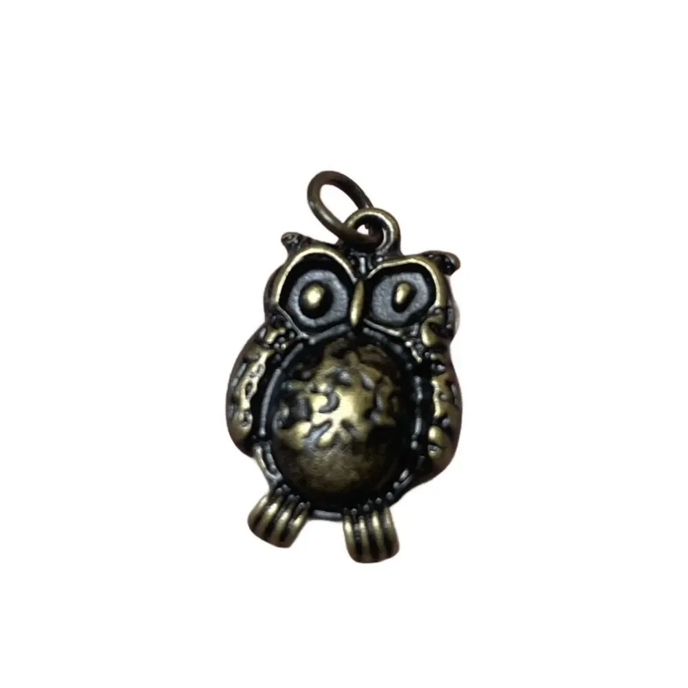 Small Metal Owl Pendant - Brass Colored